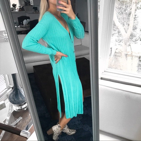 🆕FREE PEOPLE AQUA LIGHT CARDIGAN DUSTER / DRESS - Picture 3 of 8